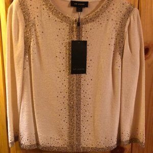 Stunning St. John's Bright White/Gold Knit Jacket